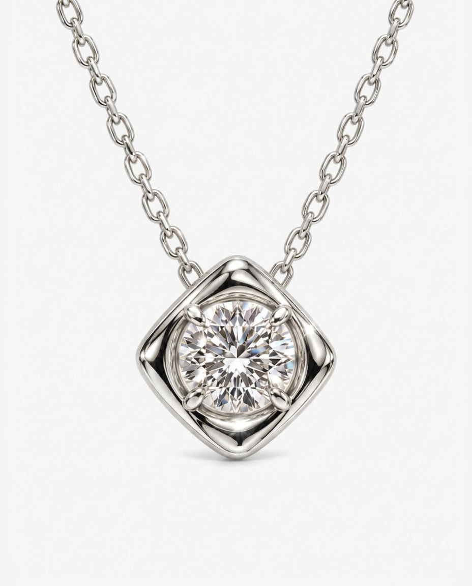 Cushion Solitaire Necklace