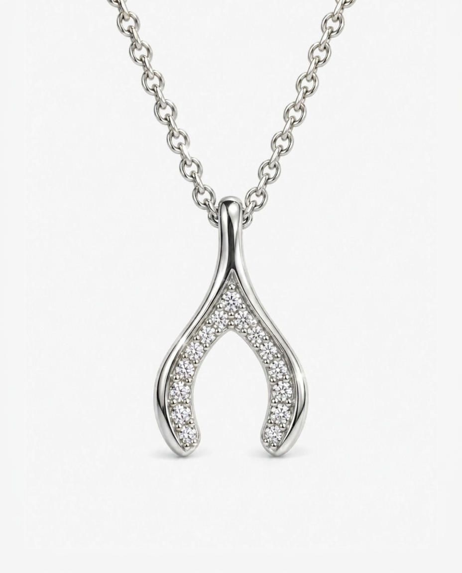 Pavé Wishbone Necklace