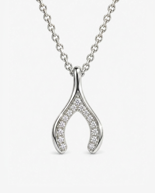 Pavé Wishbone Necklace