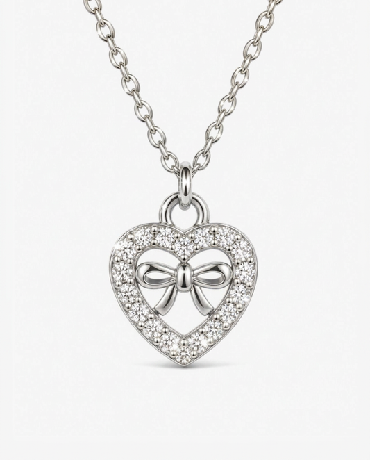 Bow Heart Necklace