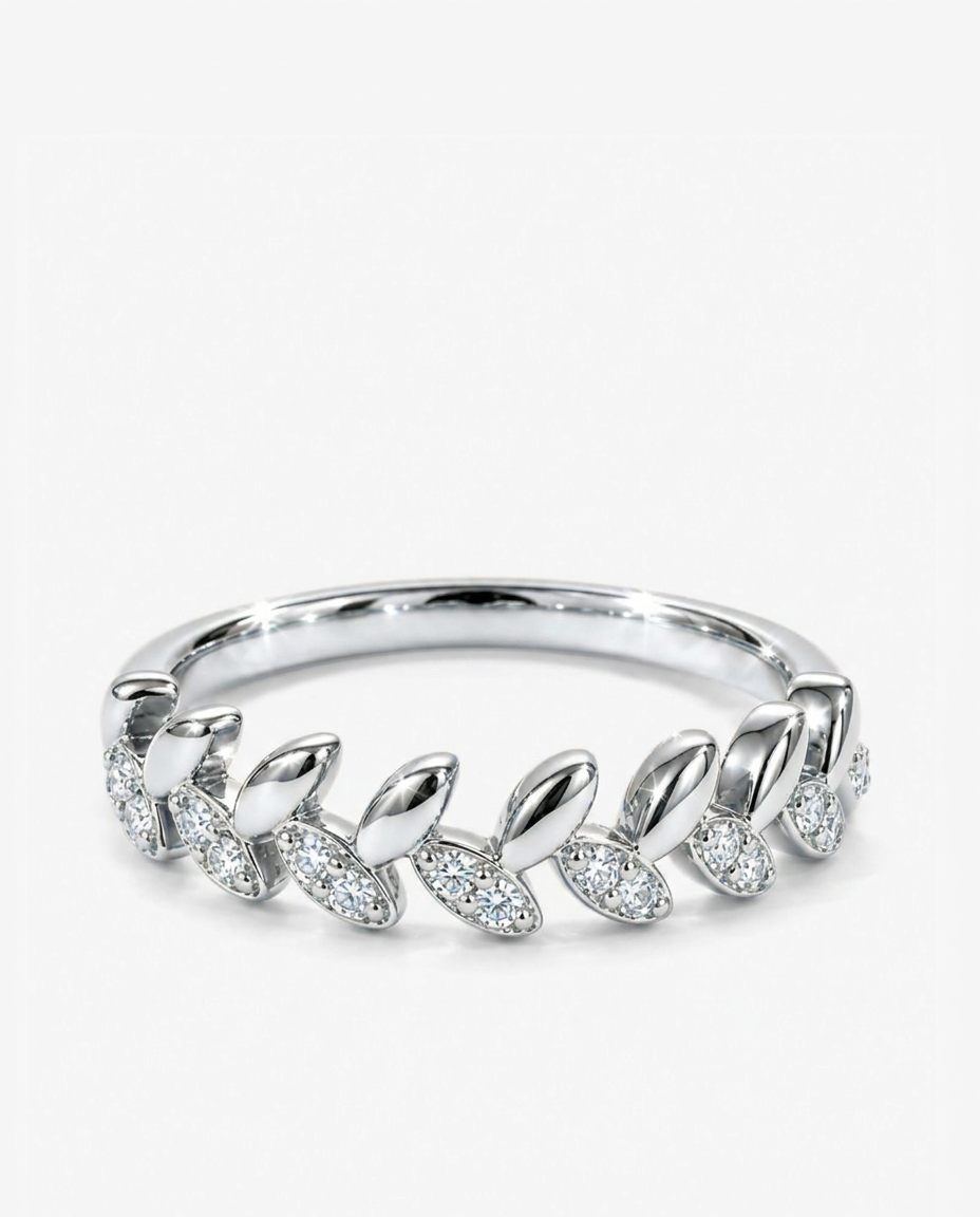 Leaf Pavé Ring