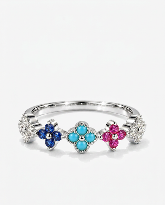 Colourful Clover Zircon Ring