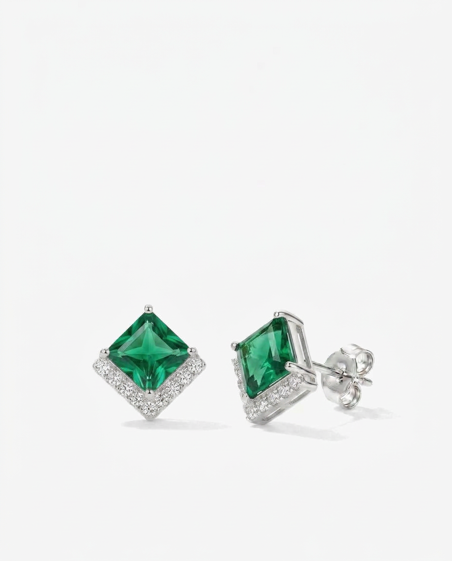 Emerald Square Studs