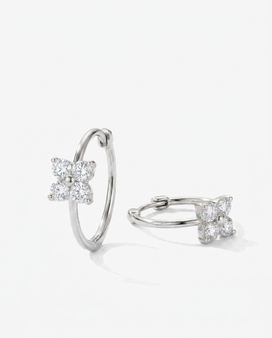 Clover Huggie Hoops
