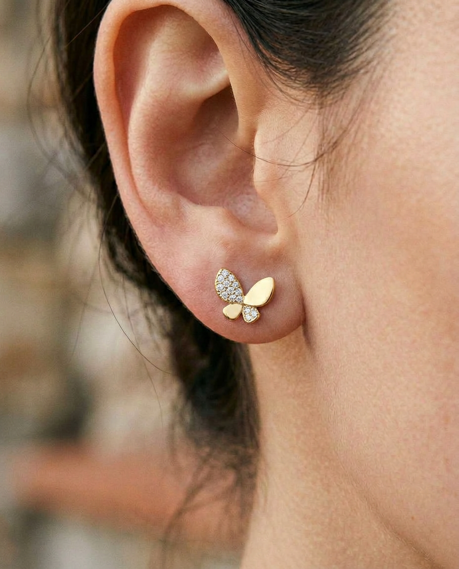 Butterfly Zircon Stud Earrings