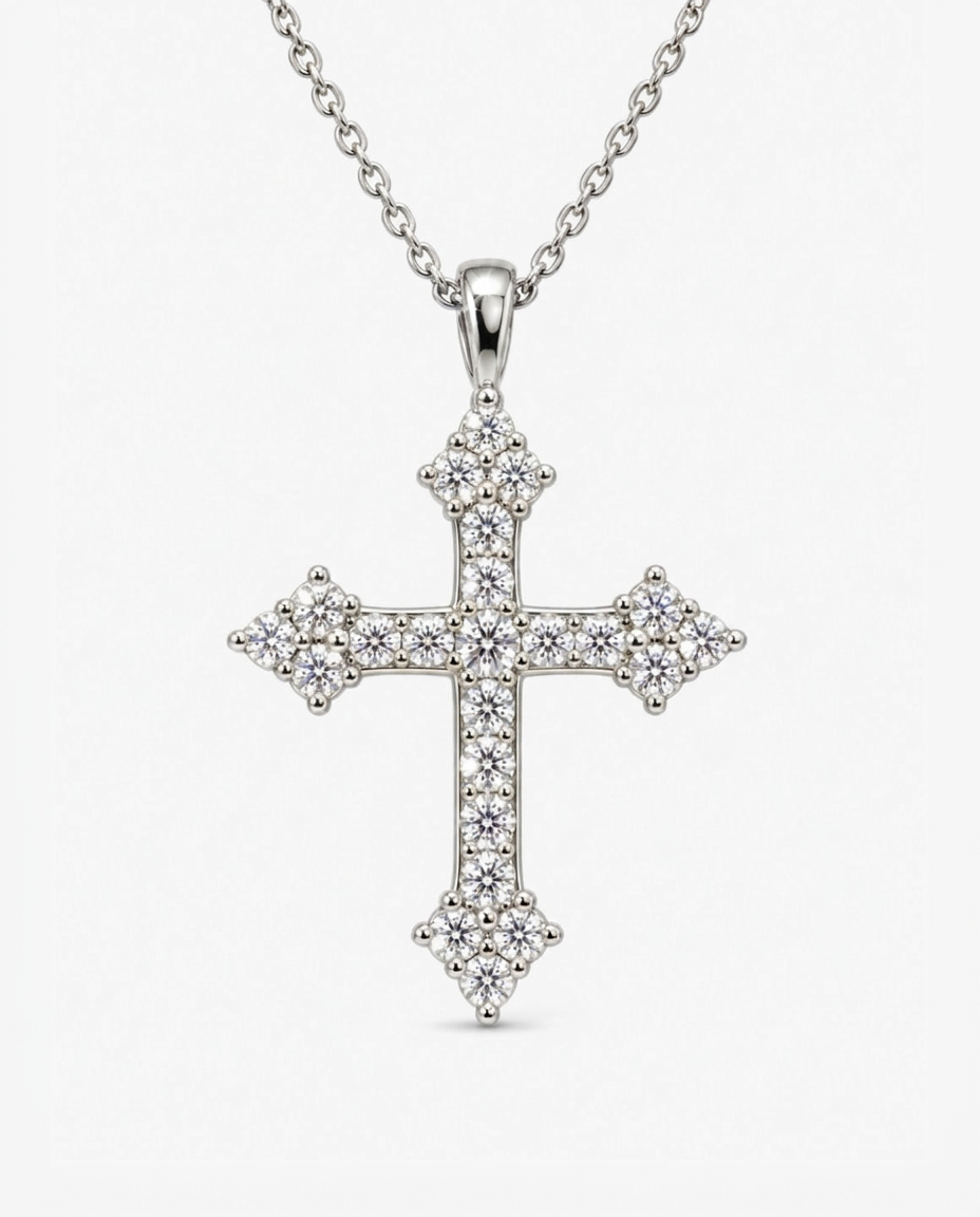 Baroque Crystal Cross Necklace