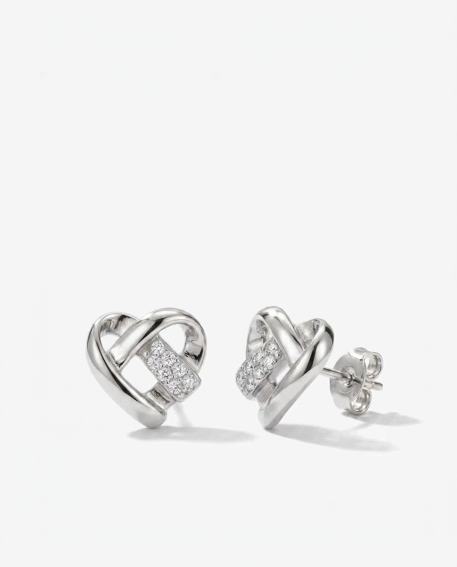 Knotted Heart Stud Earrings