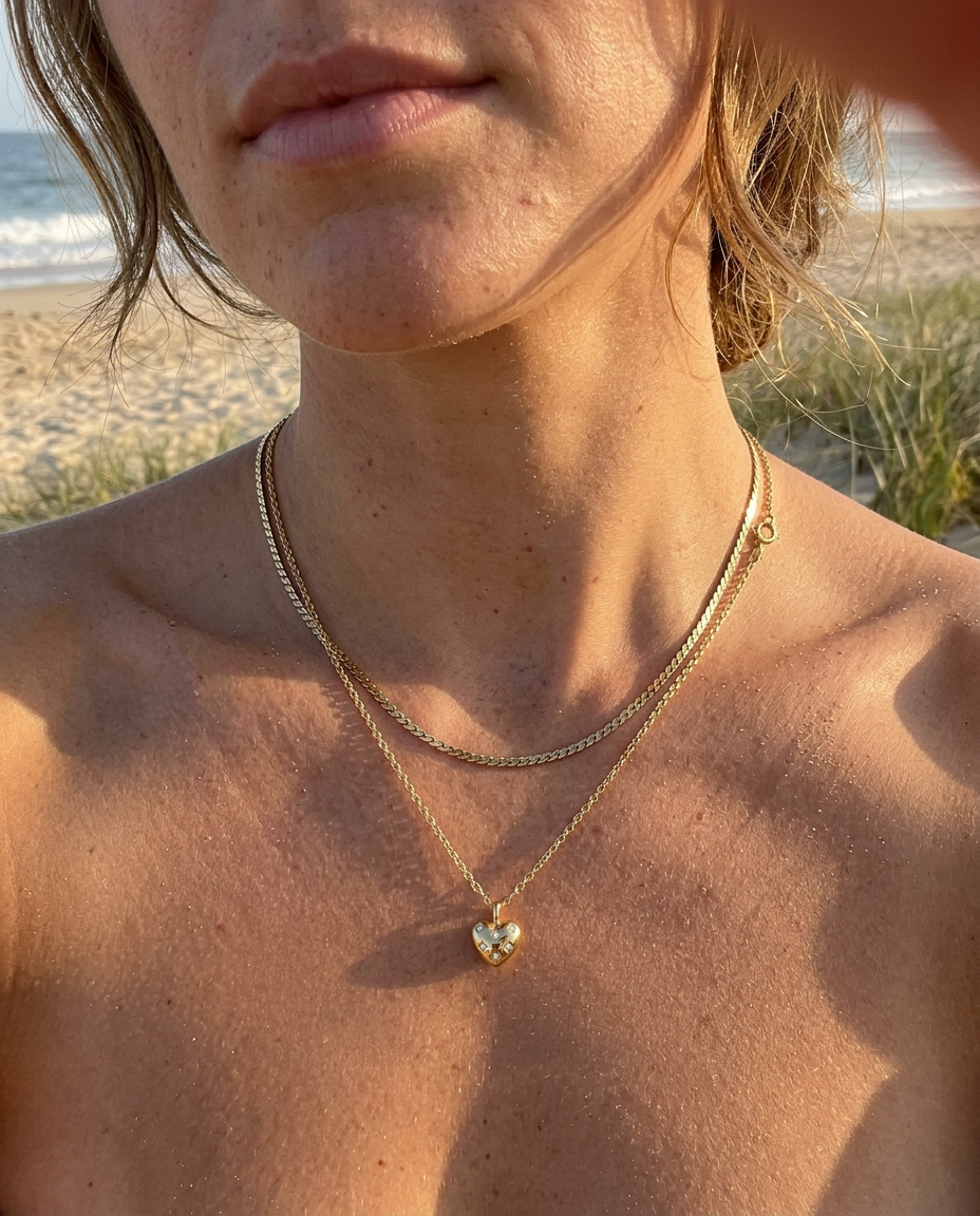 Tiny Heart & S-Chain Necklace Set