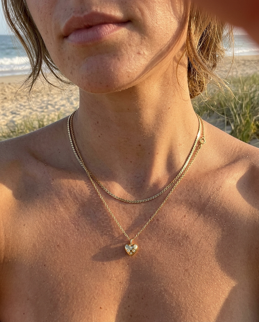 Tiny Heart & S-Chain Necklace Set