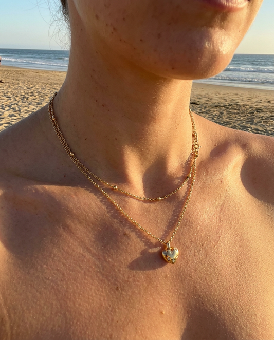 Tiny Heart & Beaded Cable Necklace Set
