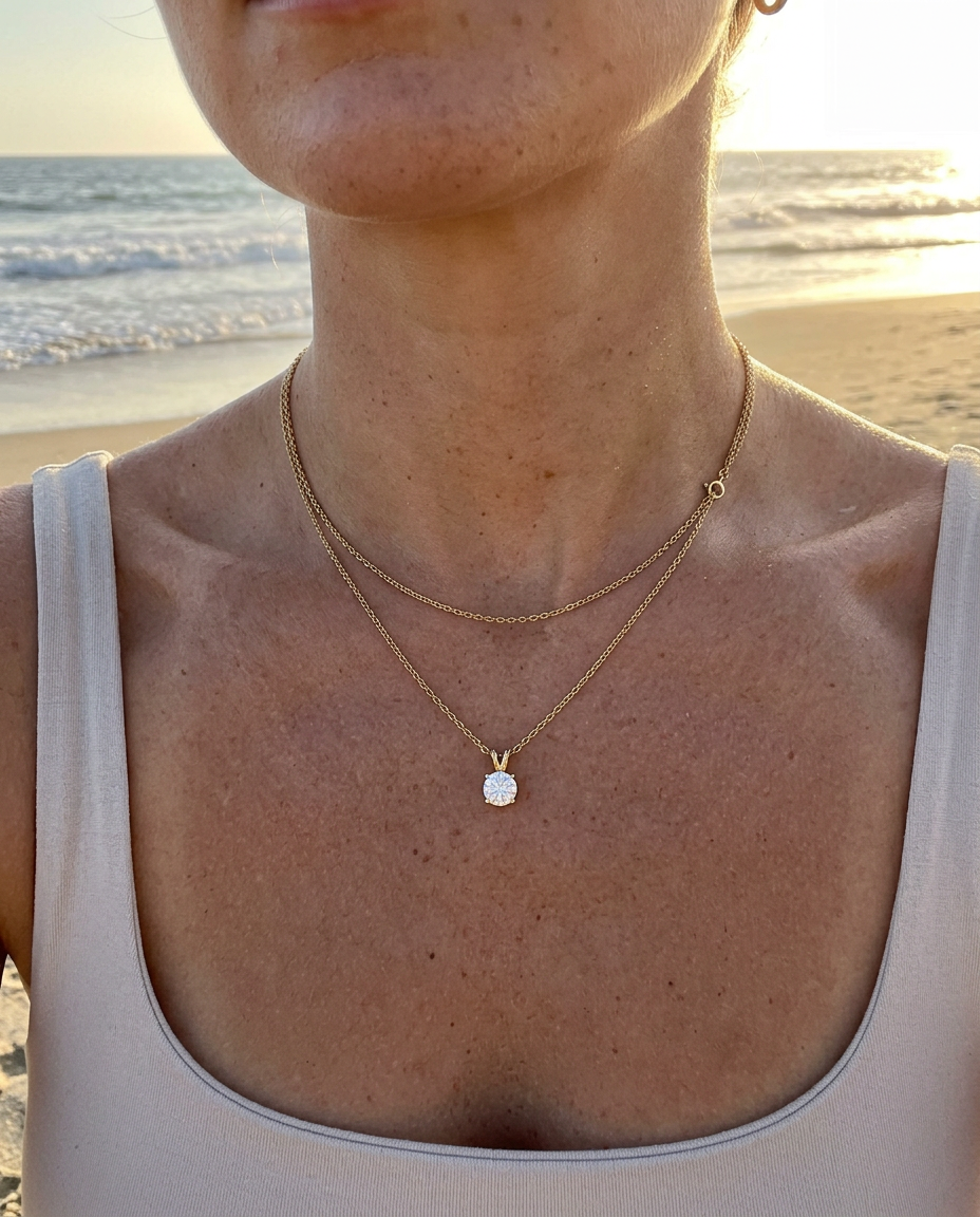 Solitaire & Cable Necklace Set