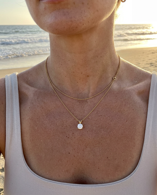 Solitaire & Cable Necklace Set