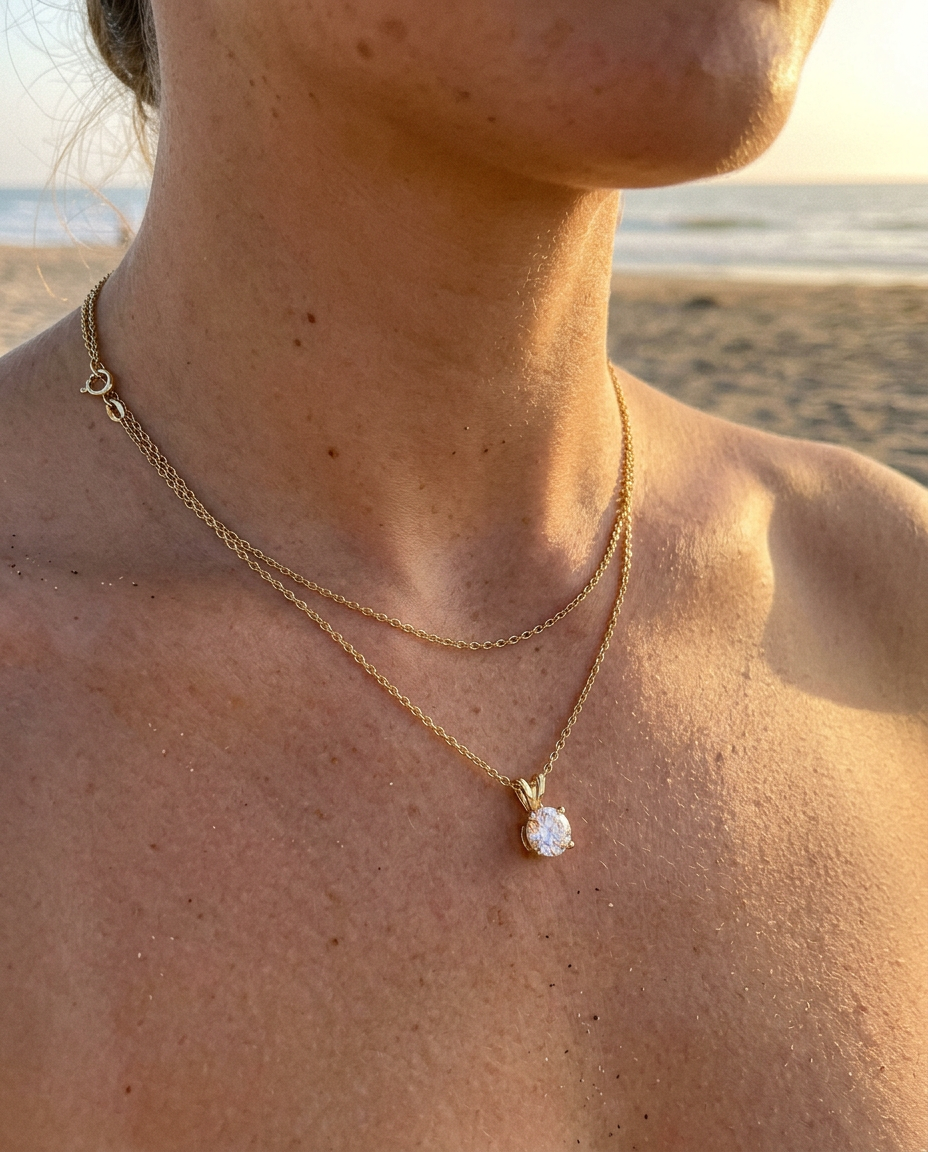 Solitaire & Cable Necklace Set