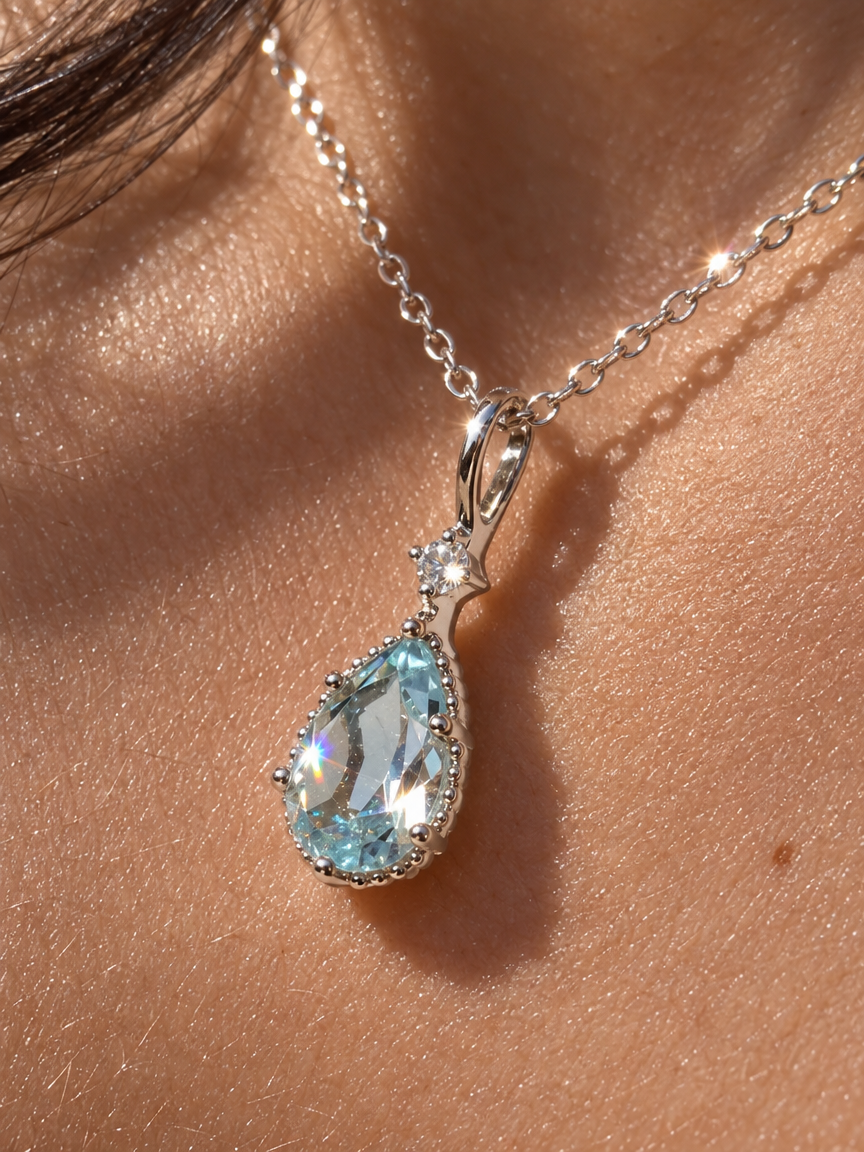Teardrop Crystal Pendant Necklace