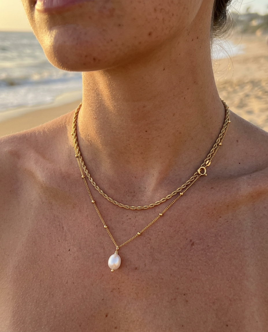 Pearl & Rope Necklace Set