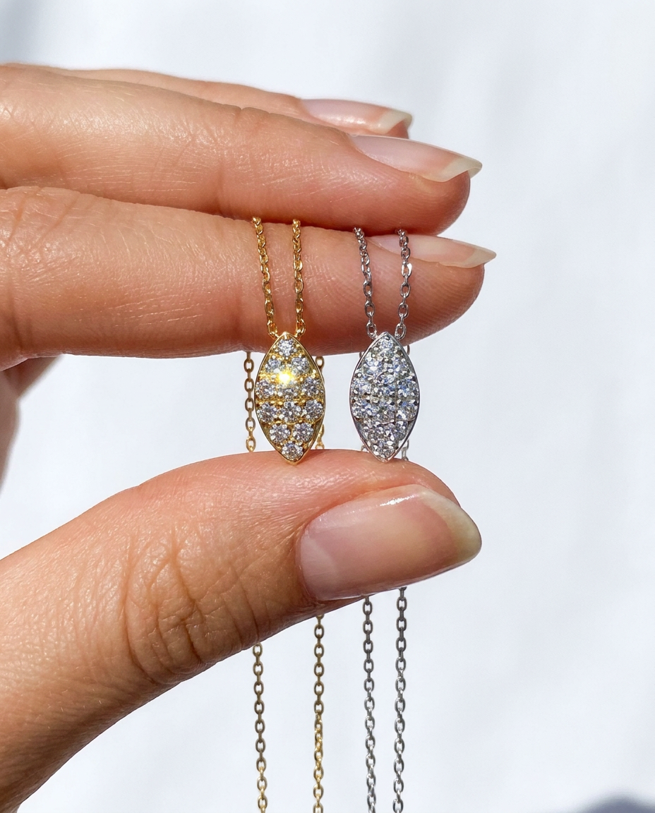 Pavé Oval Pendant Necklace