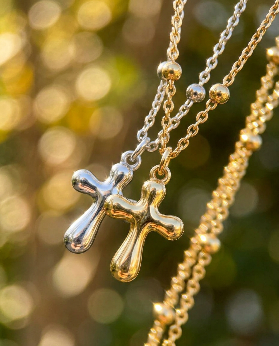 Melted Cross Necklace