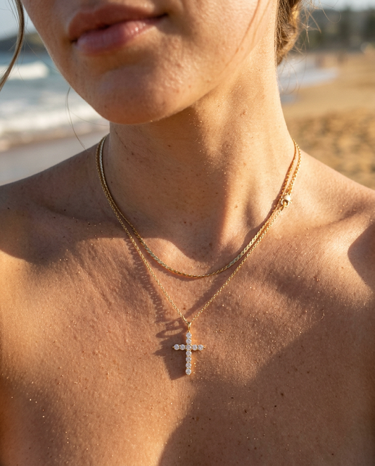 Everyday Pavé Cross & S-Chain Necklace Set
