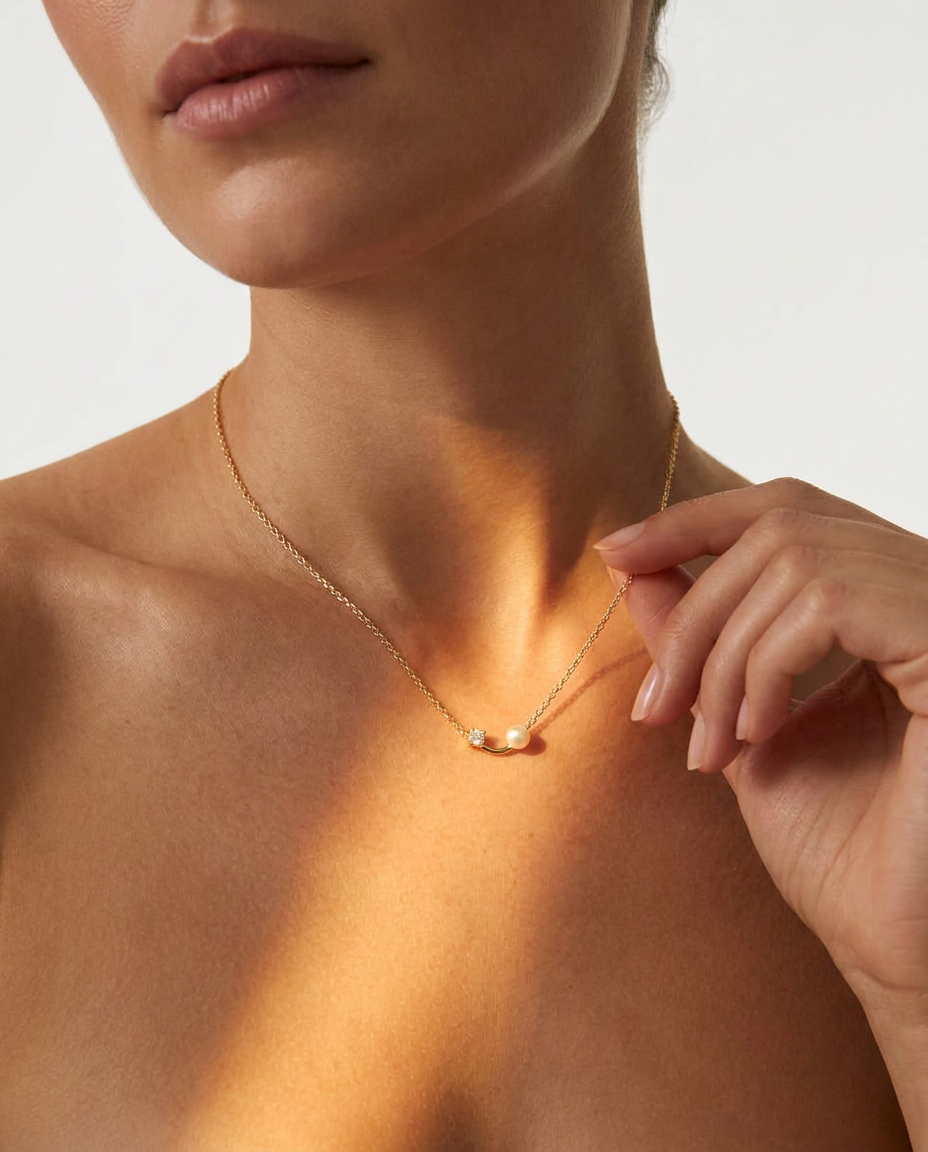 Pearl & Zirconia Accent Necklace