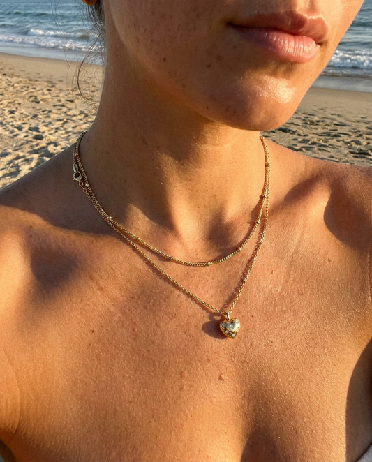 Tiny Heart & Satellite Necklace Set