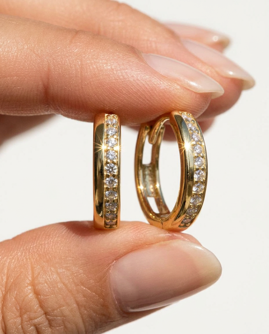 Pavé Huggie Hoops