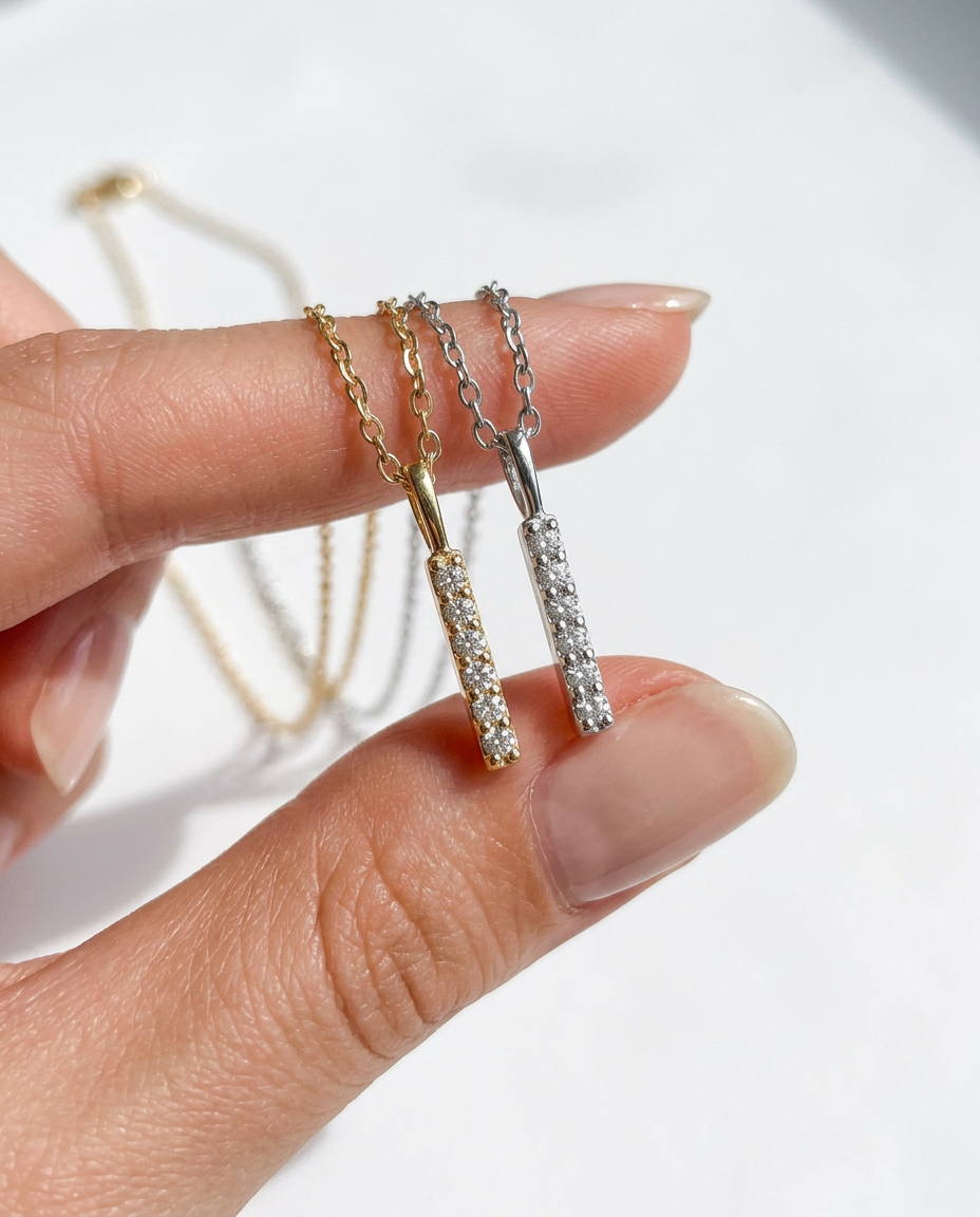 Vertical Pavé Bar Necklace