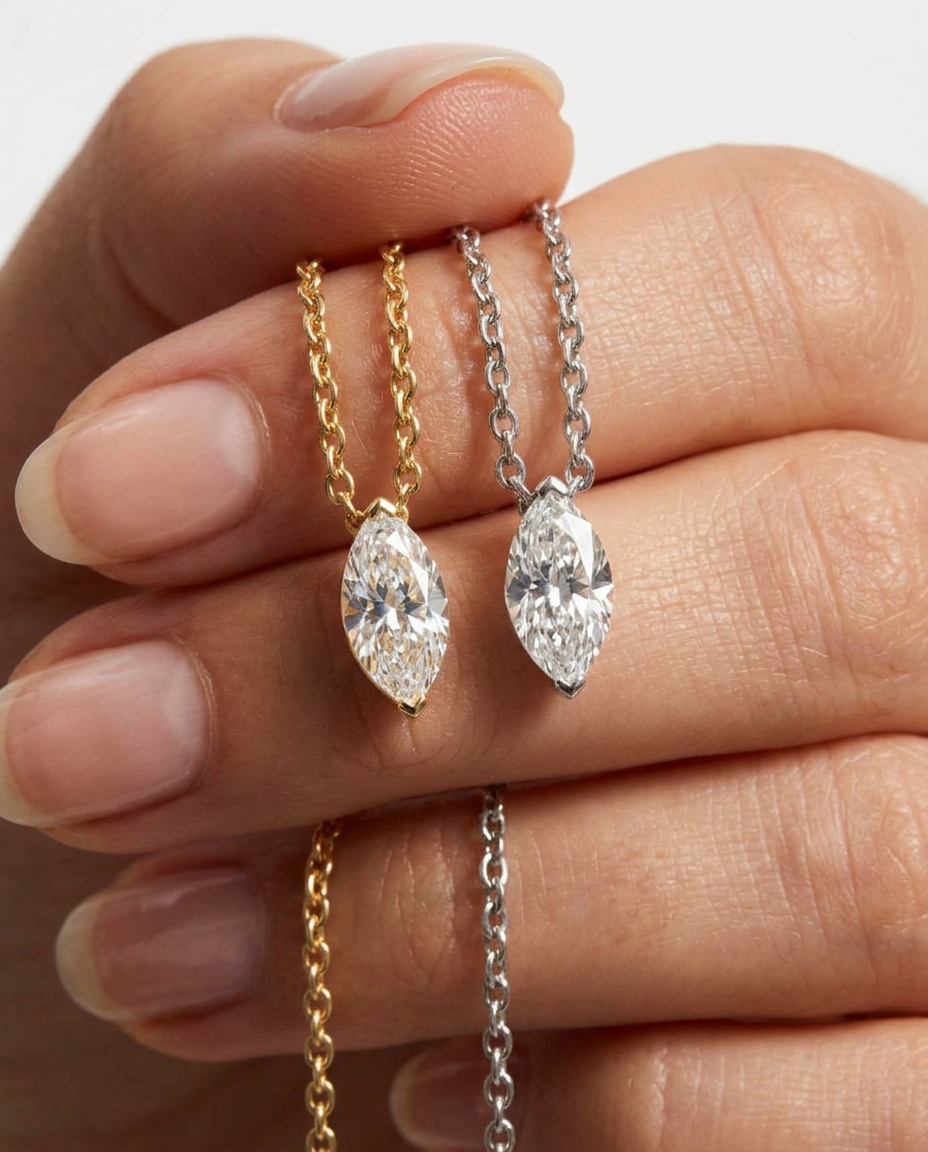 Marquise Solitaire Pendant Necklace