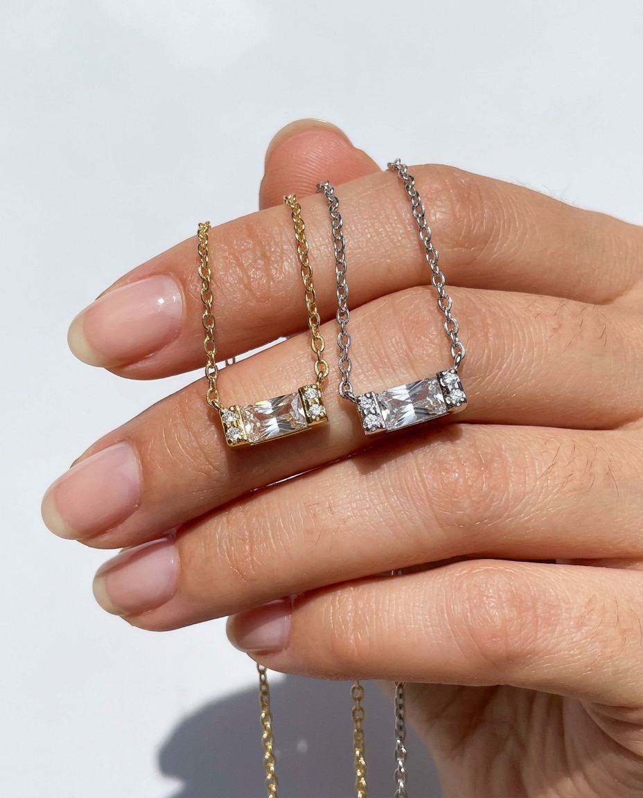 Baguette-Cut Pendant Necklace