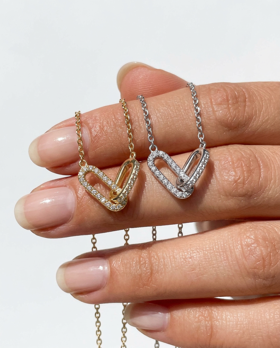 Double Pavé Ring Necklace