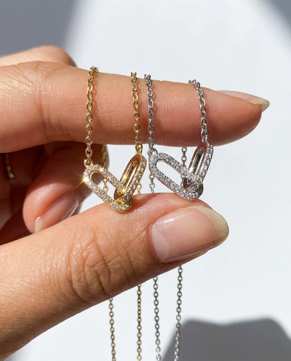 Double Pavé Ring Necklace
