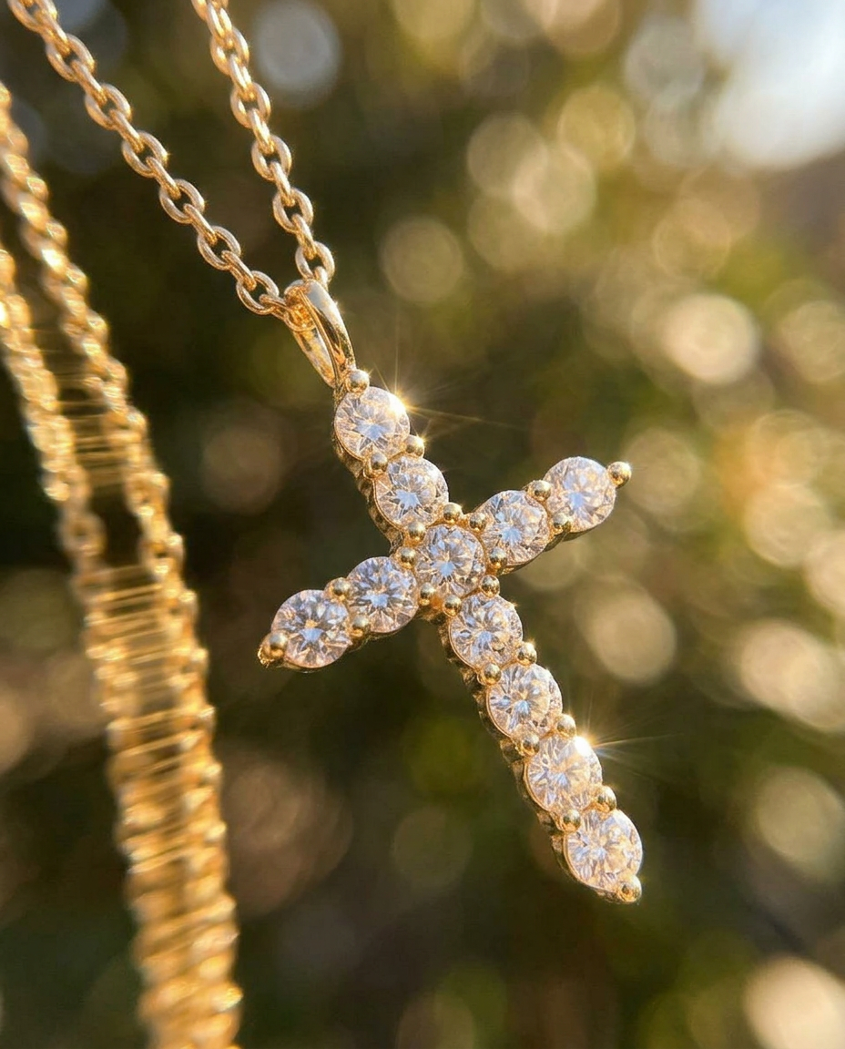 Pavé Cross & Cable Necklace Set