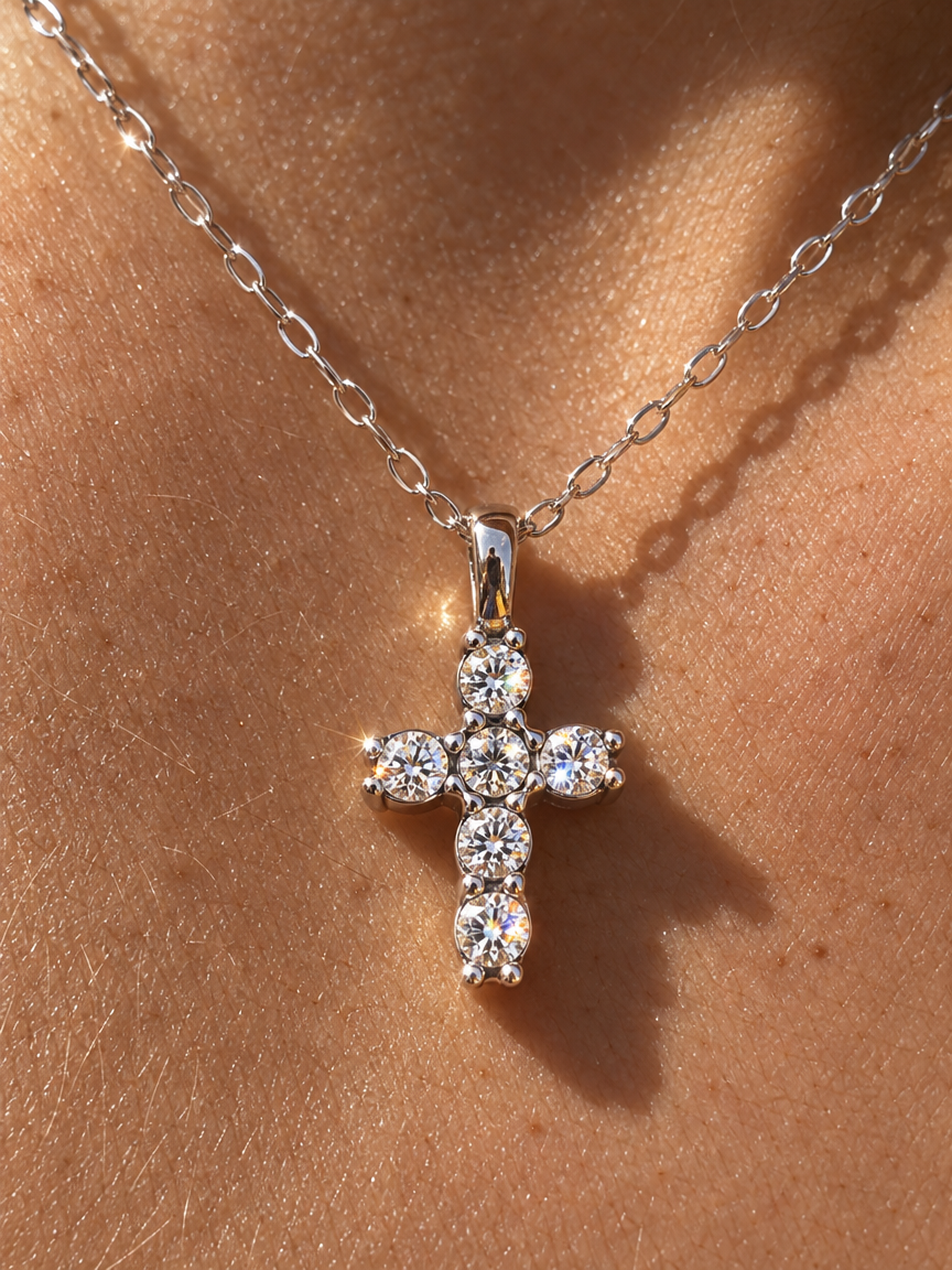 Cluster Cross Necklace