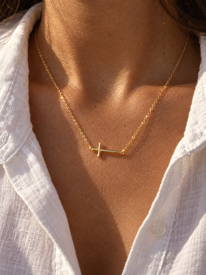 Horizontal Cross Necklace