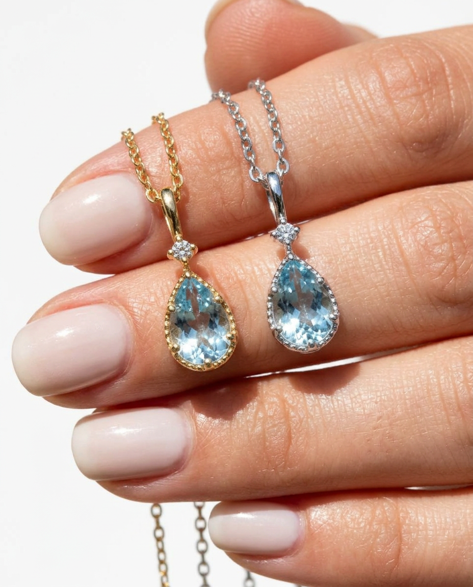 Teardrop Crystal Pendant Necklace