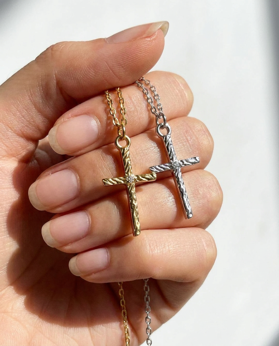 Textured Cross Necklace