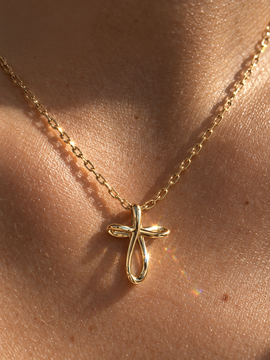 Ribbon Cross Pendant Necklace