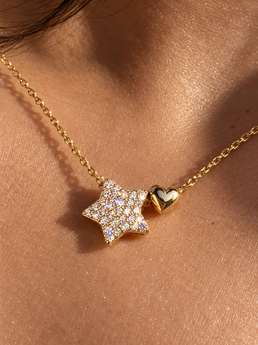Pavé Star & Heart Necklace
