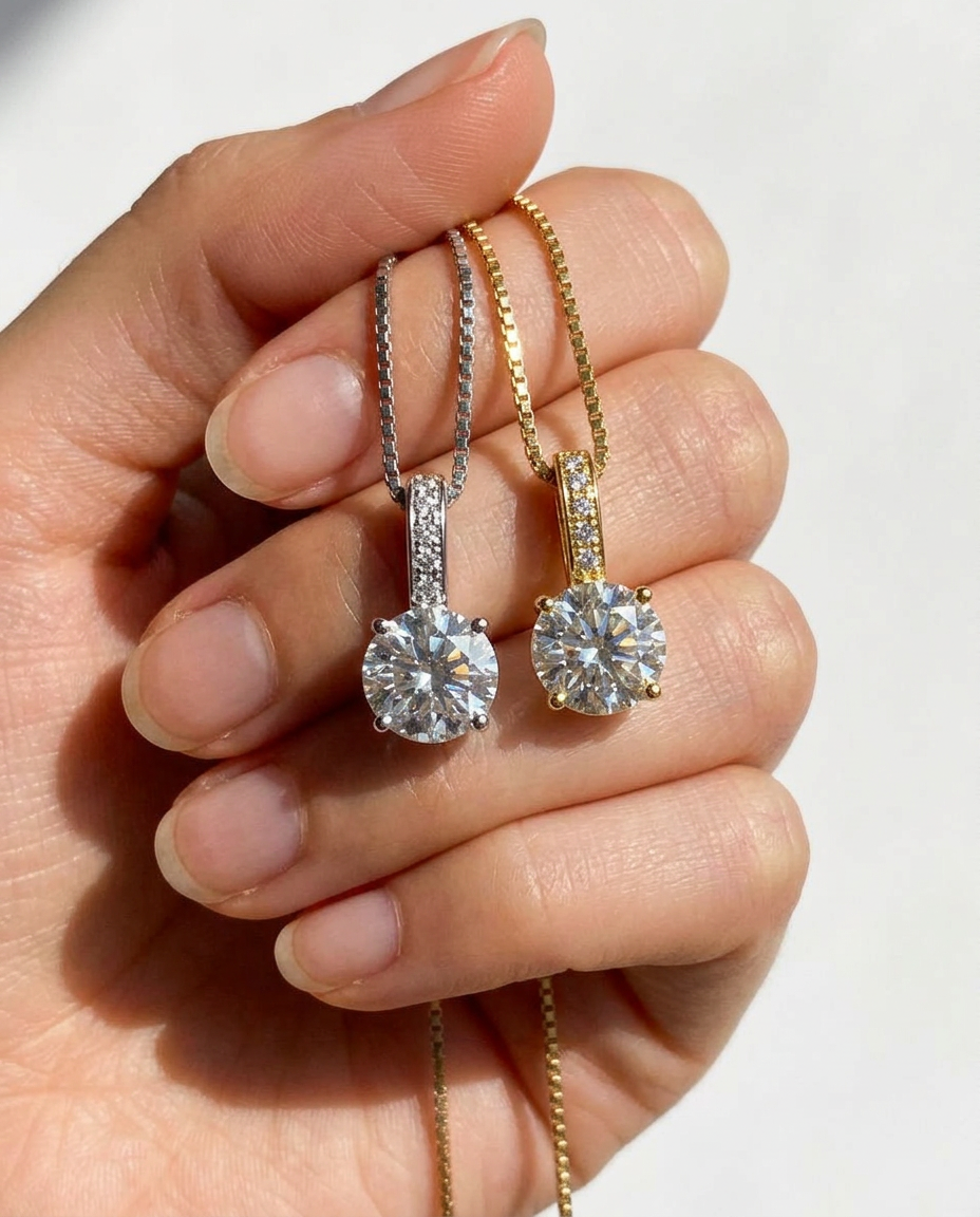 Solitaire Zircon Pendant Necklace