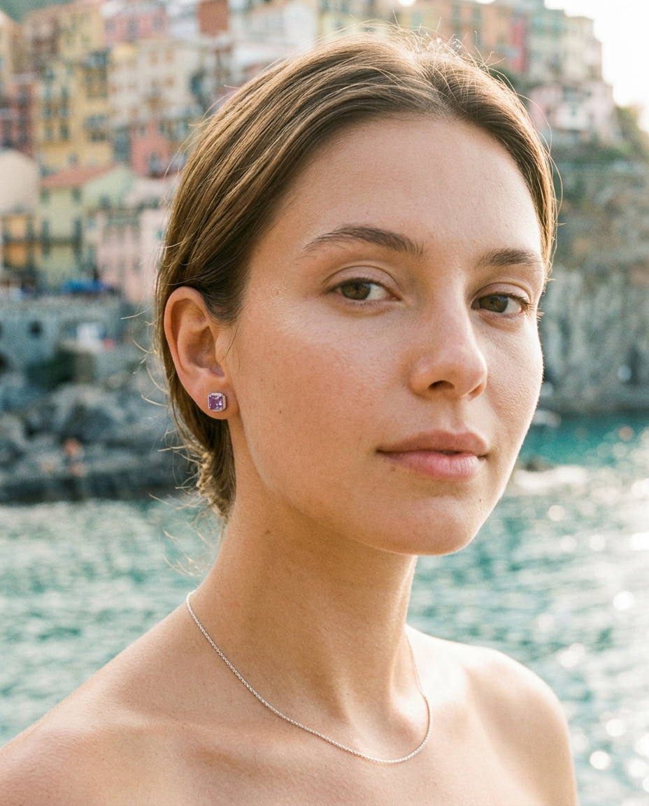 Gemstone Square Studs