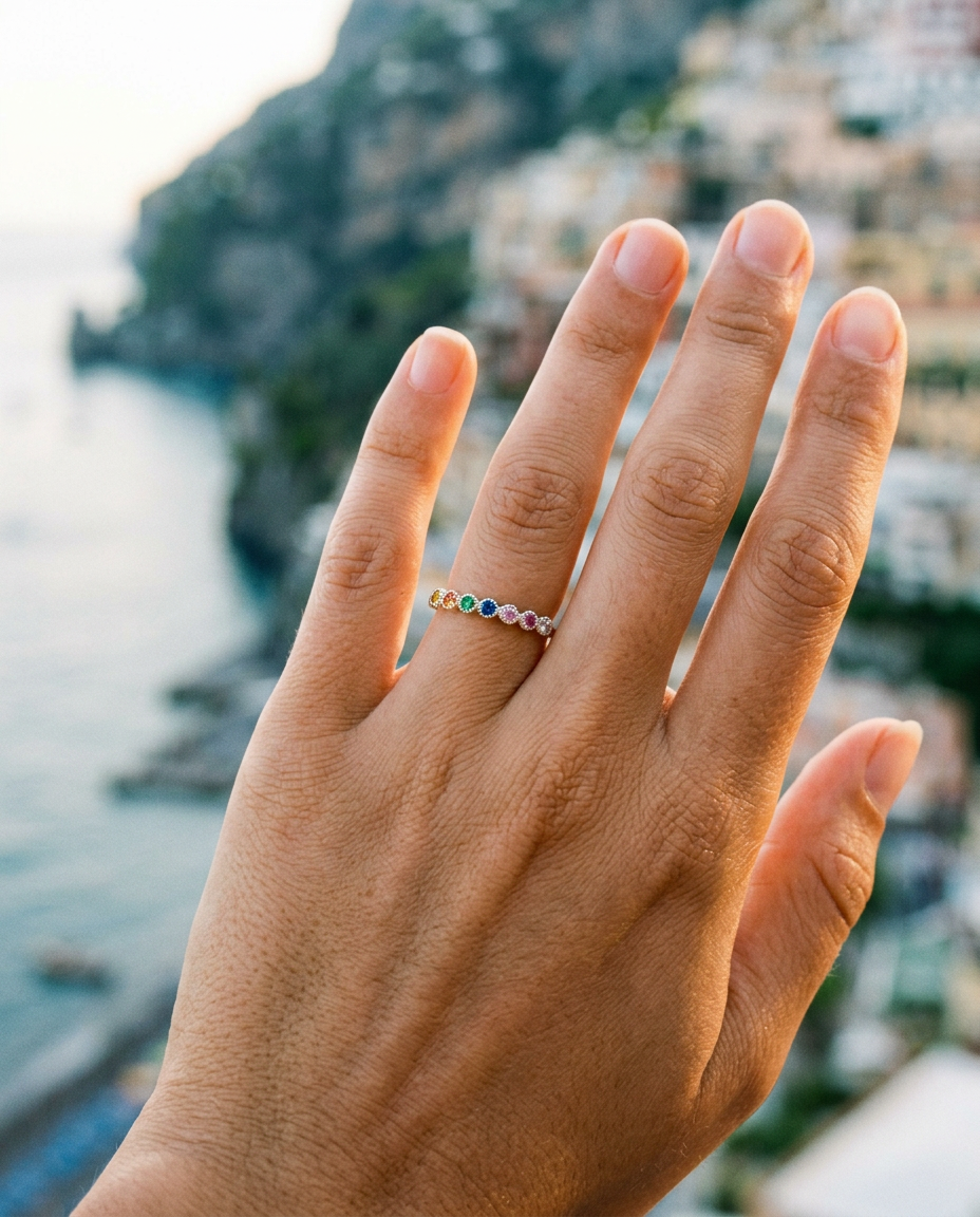 Rainbow Zircon Ring