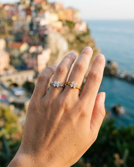 Lucky Clover Zircon Open Ring