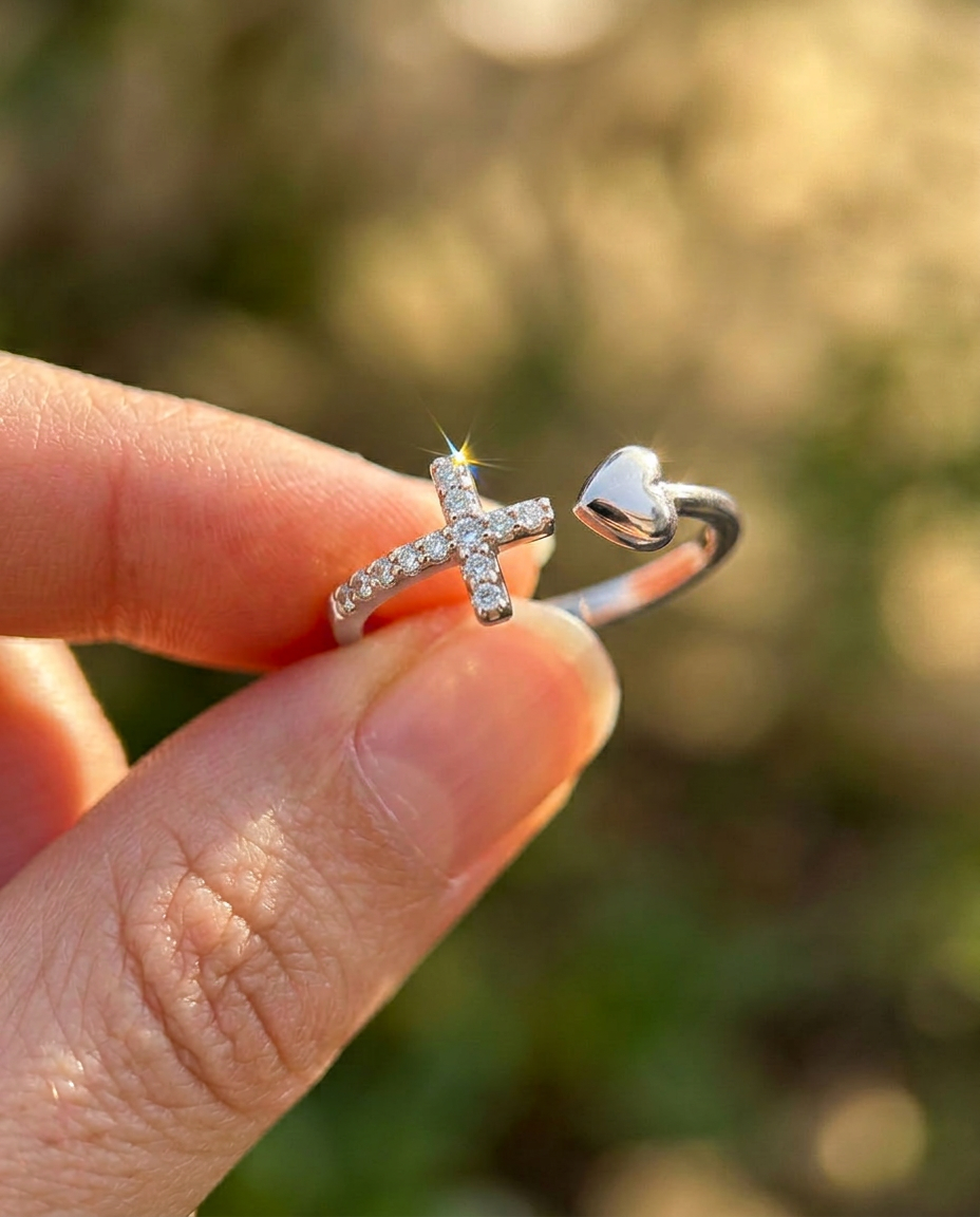 Heart & Cross Ring