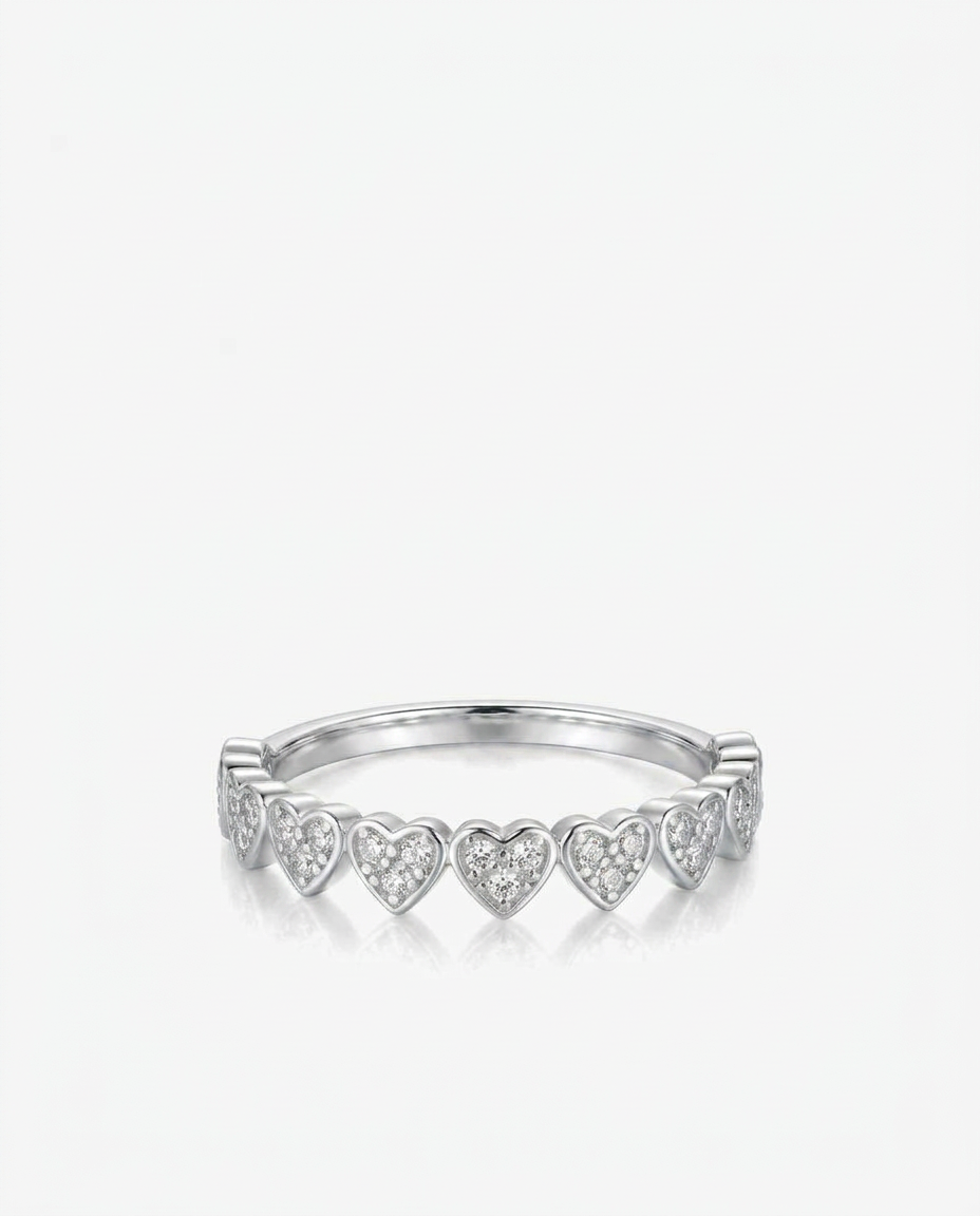Pavé Heart Band Ring