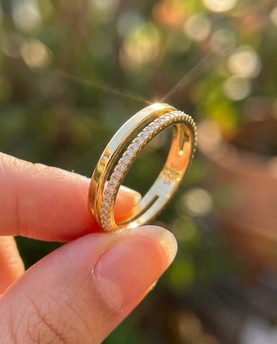 Double Band Pavé Ring