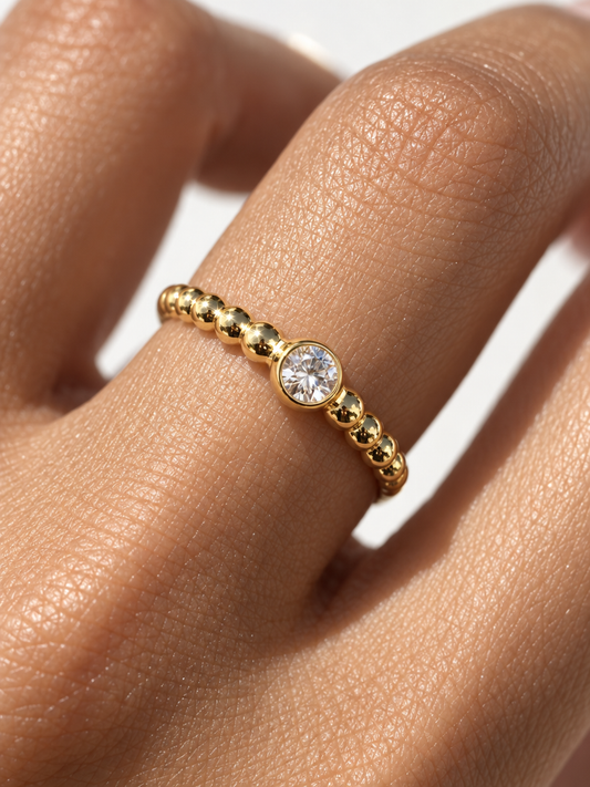 Beaded Solitaire Ring