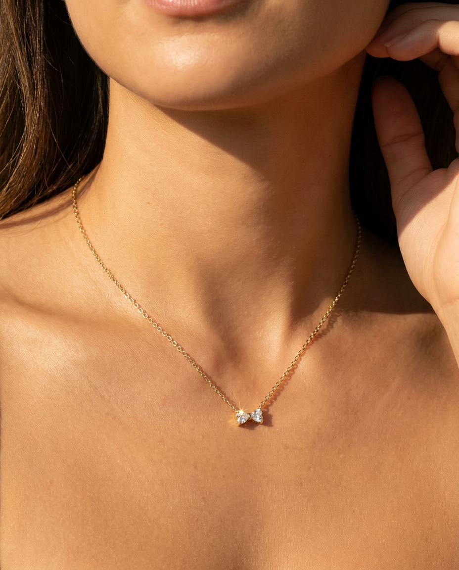 Heart Bowtie Necklace