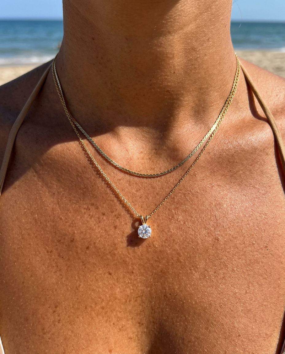 Solitaire & S-Chain Necklace Set