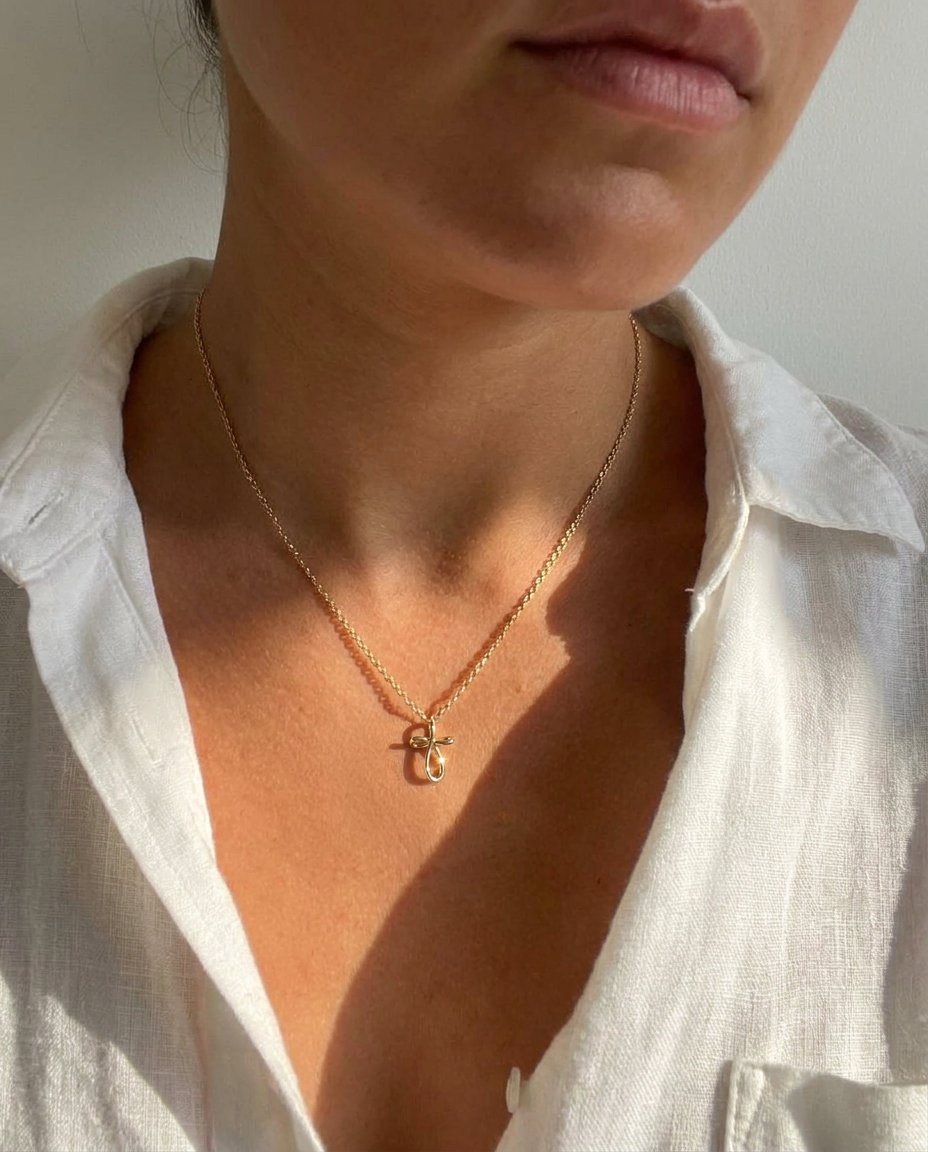 Ribbon Cross Pendant Necklace