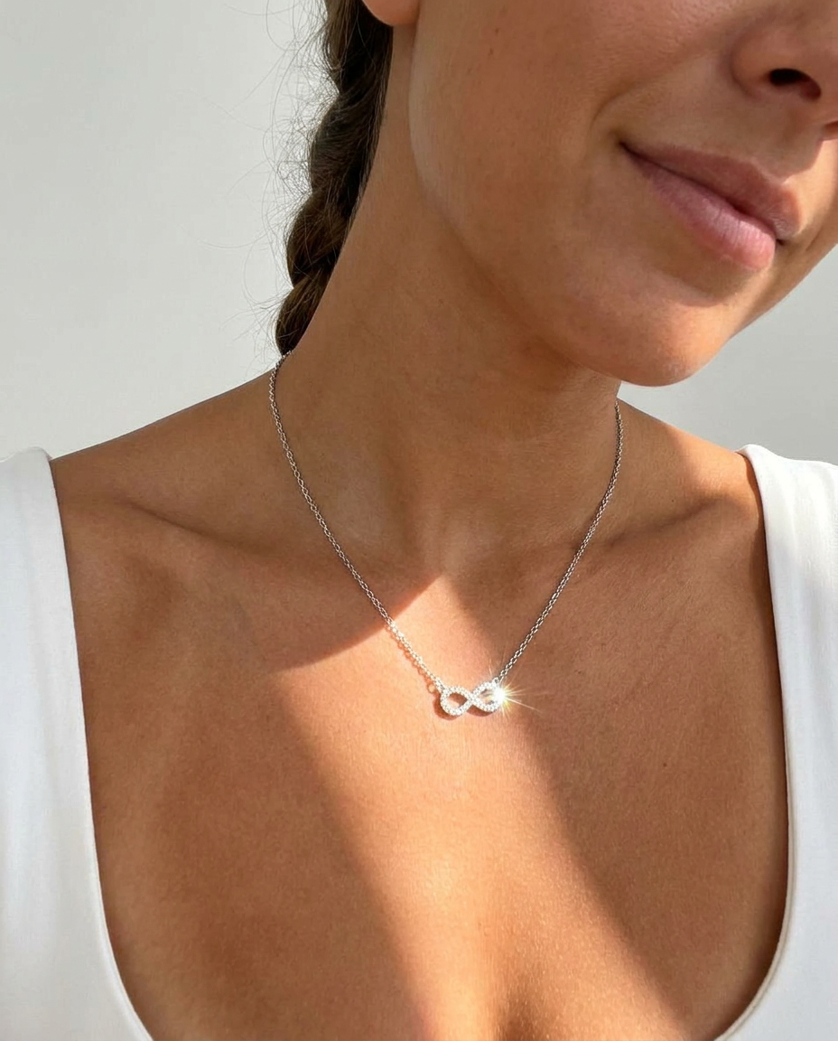 Pavé Infinity Pendant Necklace
