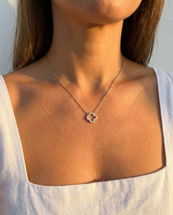 Pavé Clover Pendant Necklace